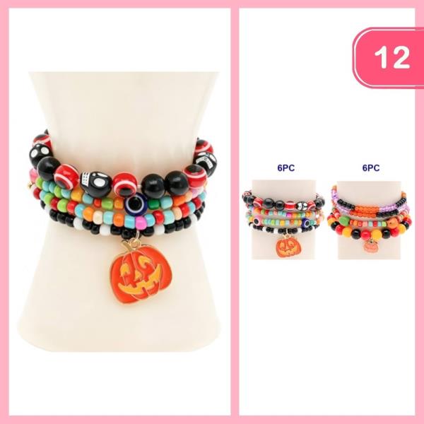 HALLOWEEN BEADED CHARM BRACELET (12 UNITS)