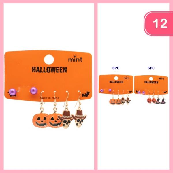 HALLOWEEN MIXED POST DANGLE EARRING SET (12 UNITS)