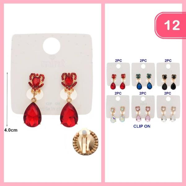 RHINESTONE DANGLE EARRING (12 UNITS)