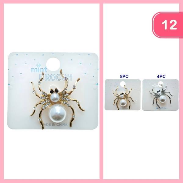 RHINESTONE PEARL SPIDER BROOCH (12 UNITS)