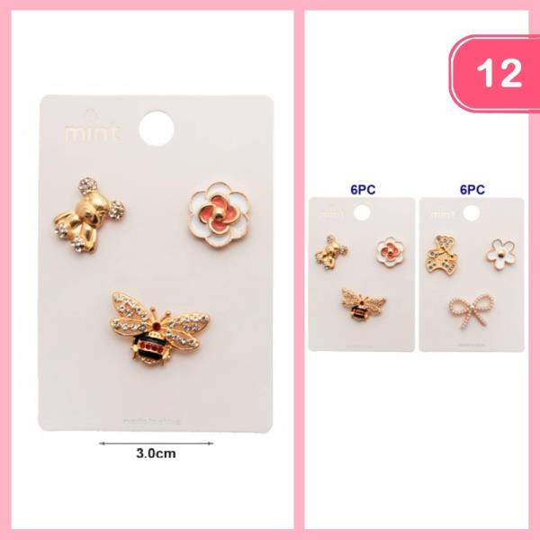 RHINESTONE TEDDY BEAR BEE FLOWER BROOCH (12 UNITS)