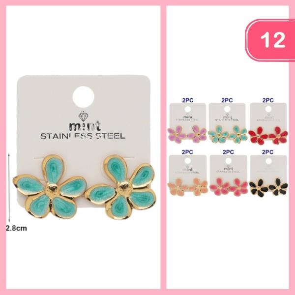 STAINLESS STEEL FLOWER POST EARRING