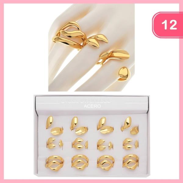 STAINLESS STEEL MIXED CHUNKY RING (12 UNITS)