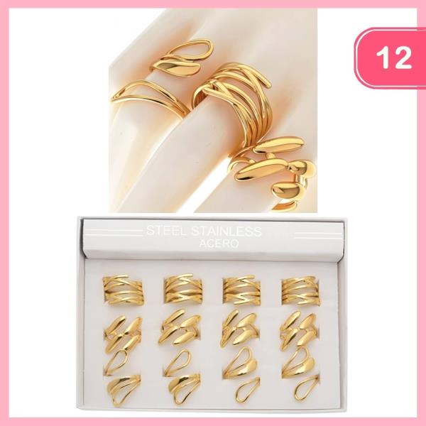STAINLESS STEEL MIXED RING SET (12 UNITS)