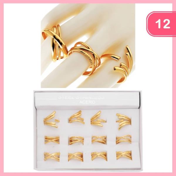 STAINLESS STEEL MIXED RING  (12 UNITS)