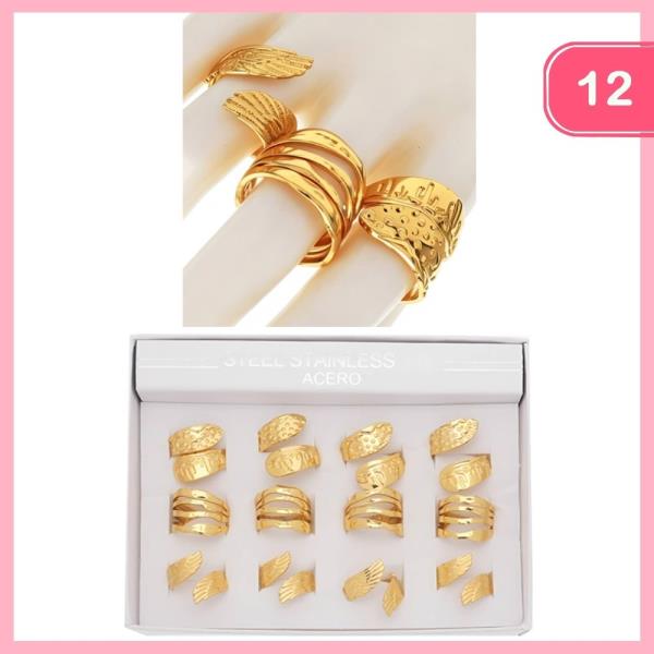 STAINLESS STEEL MIXED RING SET (12 UNITS)