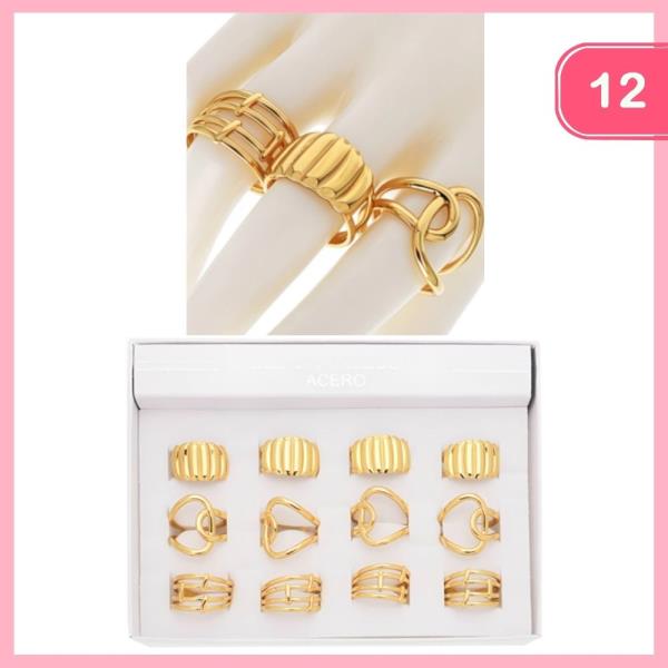 STAINLESS STEEL MIXED RINGS (12 UNITS)