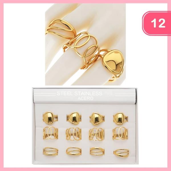 STAINLESS STEEL MIXED RINGS (12 UNITS)