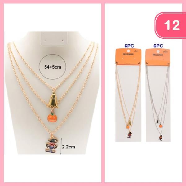 HALLOWEEN PENDANT LAYERED NECKLACE (12 UNITS)
