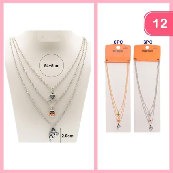 HALLOWEEN PENDANT LAYERED NECKLACE (12 UNITS)