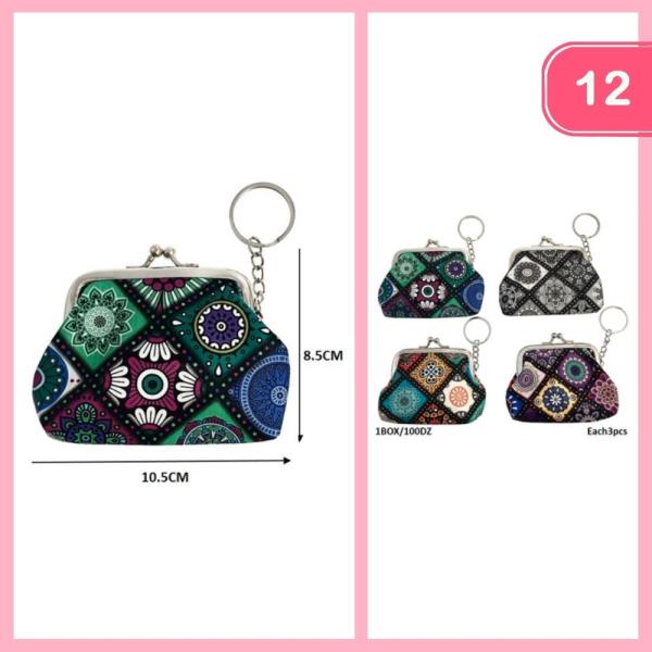 BOHEMIAN STYLE COIN PURSE KEYCHAIN (12 UNITS)