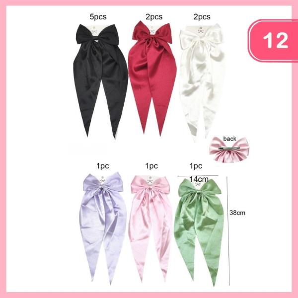 ASSORTED SATIN HAIR BOW (12 UNITS)