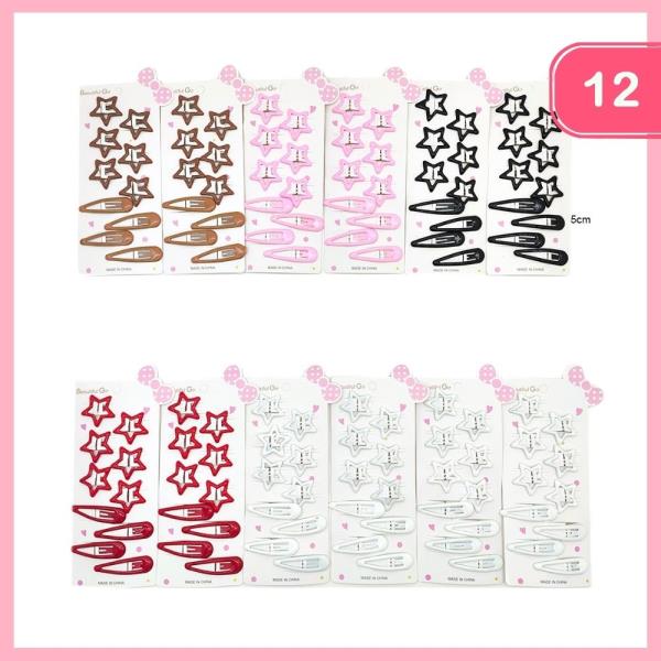 STAR AND TEARDROP SNAP HAIR CLIP (12 UNITS)