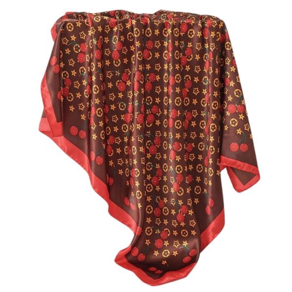 SATIN PRINT SILKY BANDANA SQUARE NECK SCARF