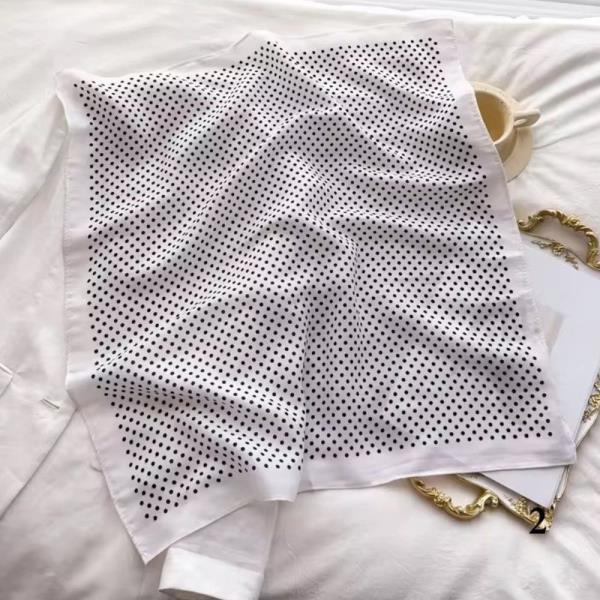 SOLID SILKY BANDANA SQUARE NECK SCARF