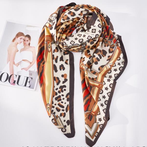 PAISLEY PRINT SILKY BANDANA SQUARE NECK SCARF