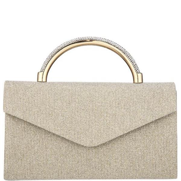 MODERN ENVELOPE TOP HANDLE RHINESTONE FLAP CLUTCH EVENING BAG