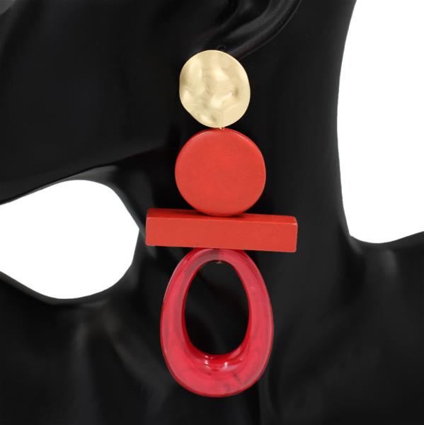 WOOD RESIN GEOMETRIC DROP EARRING