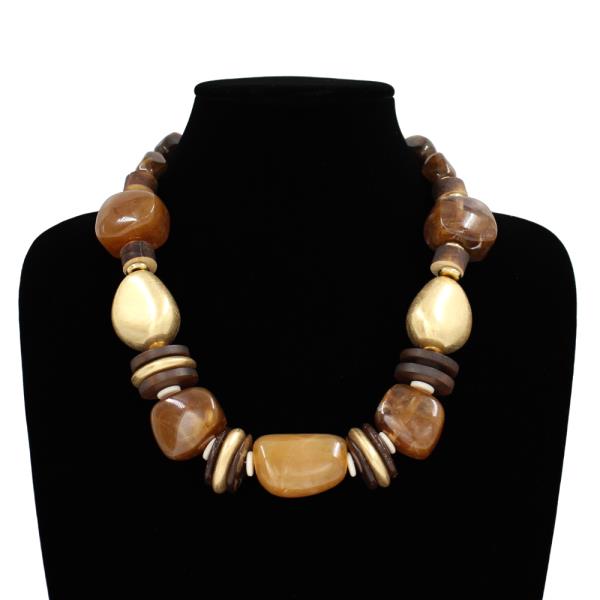 WOOD BEAD STATEMENT NECKLACE