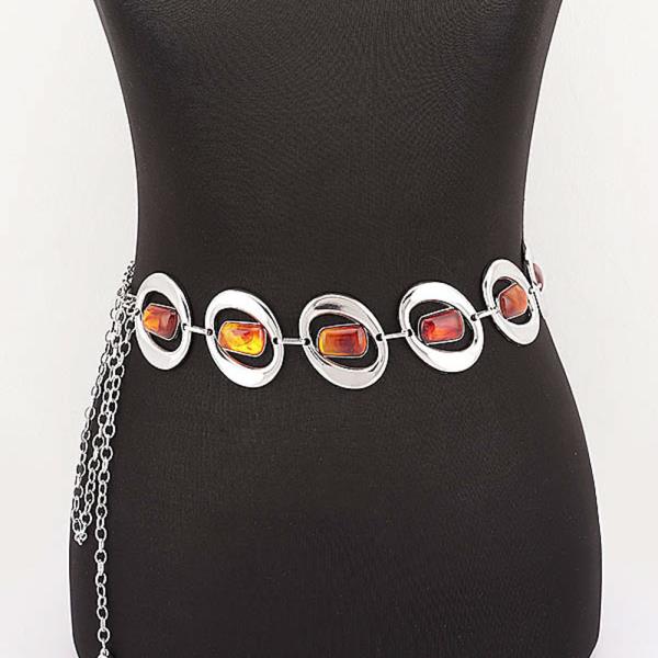 GEMSTONE INLAY OVAL LINK CHAIN BELT