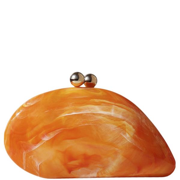 MARBLED ACRYLIC SHELL EVENING CLUTCH BAG