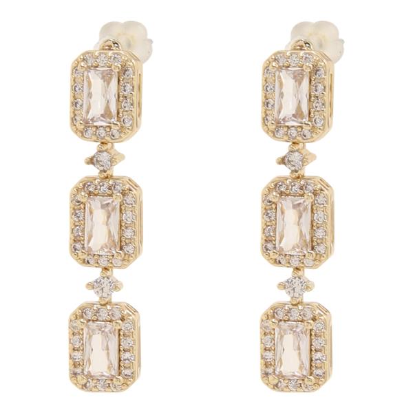 SODAJO TRIPLE CRYSTAL CUT DROP GOLD DIPPED EARRING