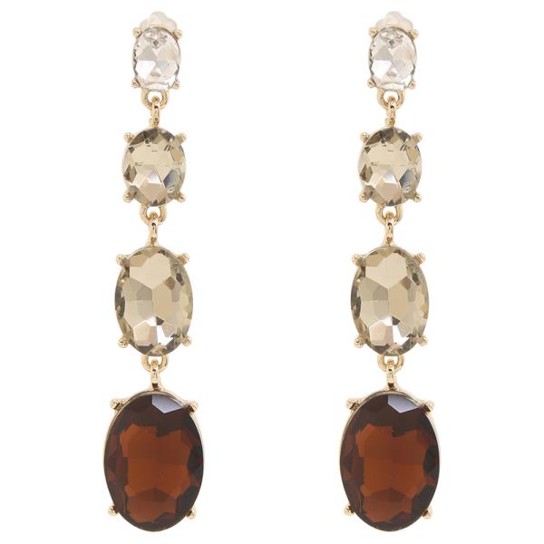 SODAJO CRYSTAL OVAL LINEAR DROP GOLD DIPPED EARRING