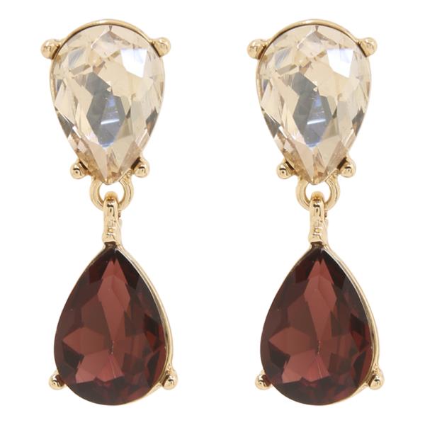 SODAJO CRYSTAL TEAR SHAPE DROP GOLD DIPPED EARRING