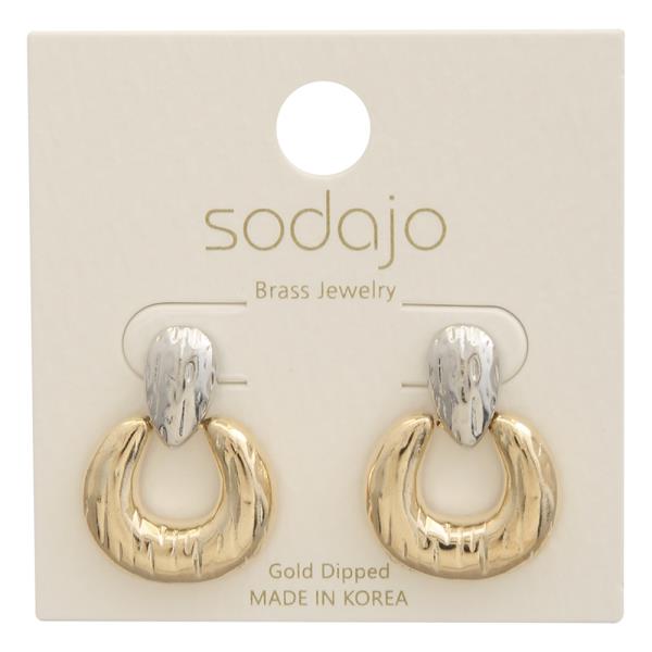 SODAJO TEXTURED DOOR KNOCKER DESIGN GOLD DIPPED EARRING