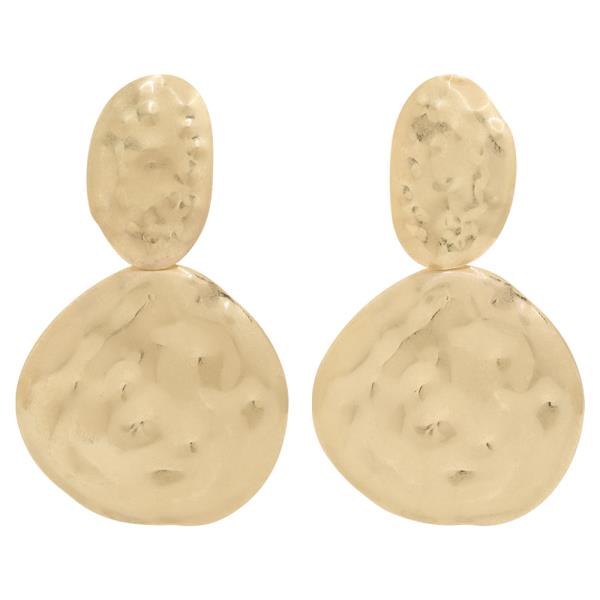 HAMMERED TEXTURE IRREGULAR CIRCULAR DROP EARRING