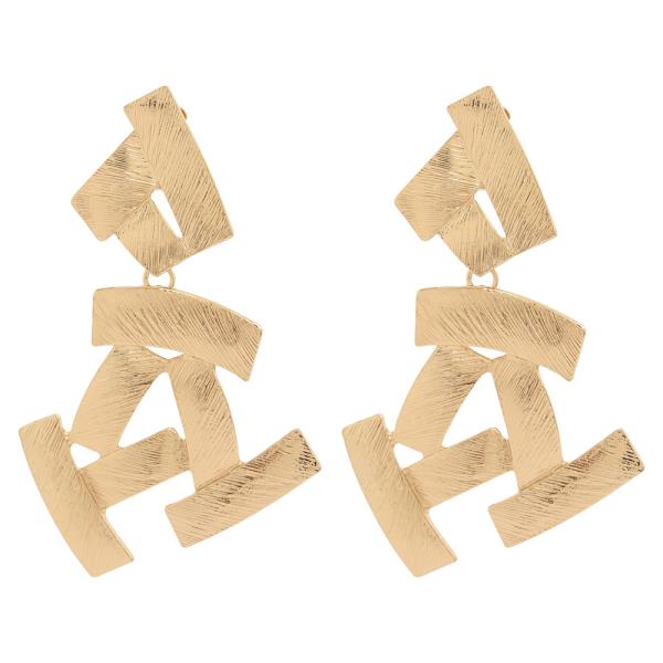 ABSTRACT TEXTURED DROP DESIGN CLIP EARRING