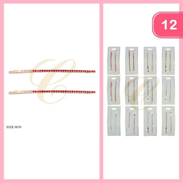 RHINESTONE HAIR BOBBY PIN (12 UNITS)