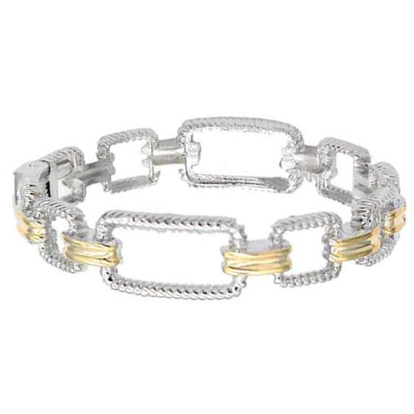 14K GOLD PLATED TWO TONE HINGED BANGLE BRACELET