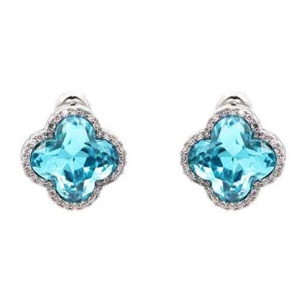 GOLD PLATED WITH CLEAR CZ CLOVER EARRINGS