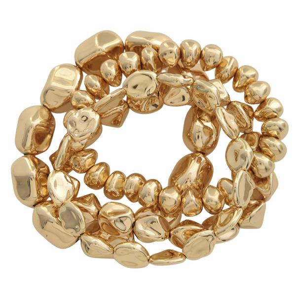 METAL BEAD SHAPE MULTI BRACELET SET
