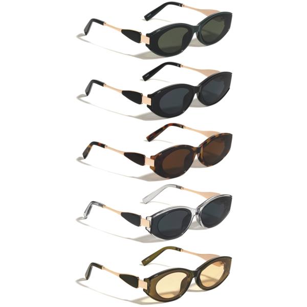 LEAF TEMPLE ACCENT OVAL CAT EYE SUNGLASSES 1DZ