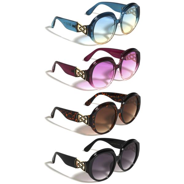 CROSSED TRIANGLE HINGE ACCENT OVERSIZED FASHION BUTTERFLY SUNGLASSES 1DZ