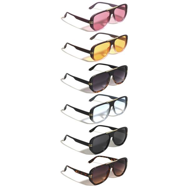 TWO BAR SIDE ACCENT FASHION GEOMETRIC AVIATORS SUNGLASSES 1DZ