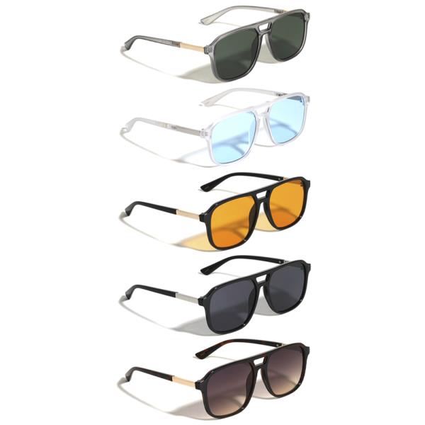 MODERN TEXTURE INSIDE HINGE SQUARED AVIATORS SUNGLASSES 1DZ