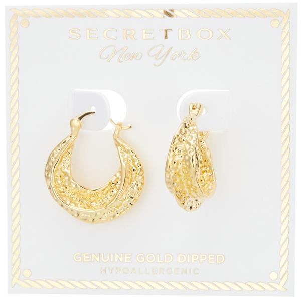 SECRET BOX HEAVY HAMMERED PINCH HOOP EARRING