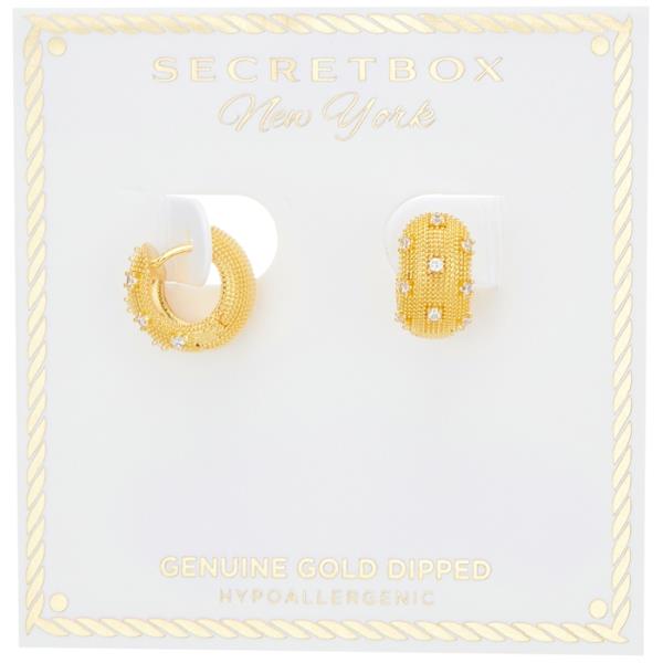 SECRET BOX GOLD DIPPED BOLD CZ STUD HUGGIE