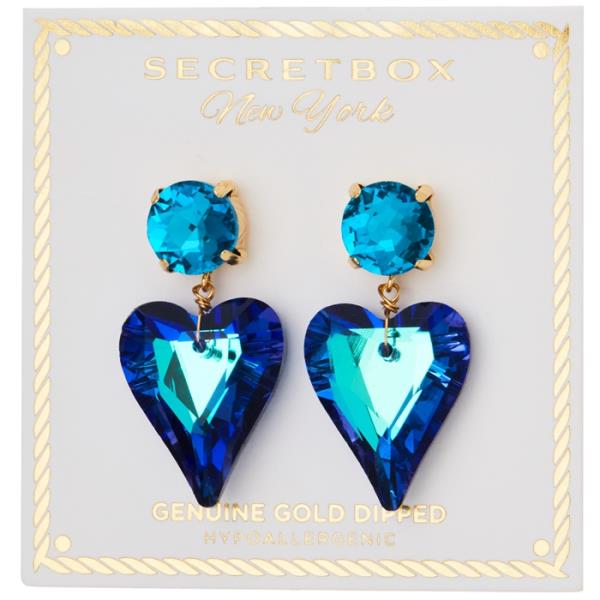 SECRET BOX GLASS SWAROVSKI HEART DROP EARRING