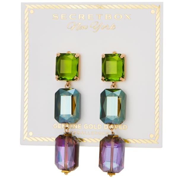 SECRET BOX SWAROVSKI EMERALD SHAPE DROP EARRING