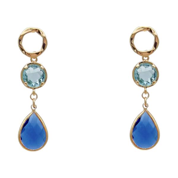 GOLD DIPPED SIAM STONE DROP EARRING