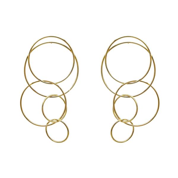 GOLD DIPPED 5 CIRCLE LINKED EARRING