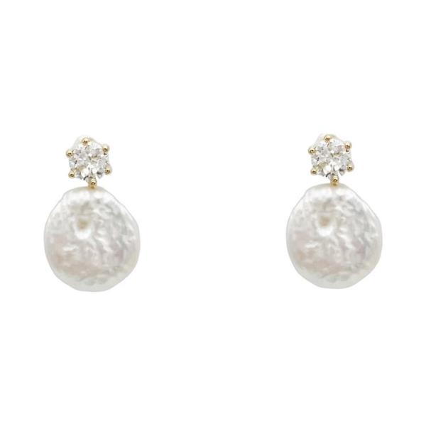 GOLD DIPPED MOTHER OF PEARL CZ STUD EARRING