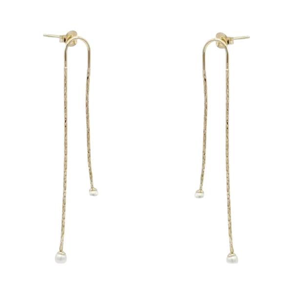 GOLD DIPPED U CHAIN DROP PEARL EARRING