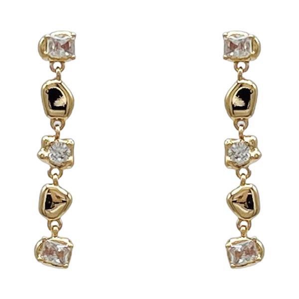 GOLD DIPPED 5 PART DROP CUBIC EARRING