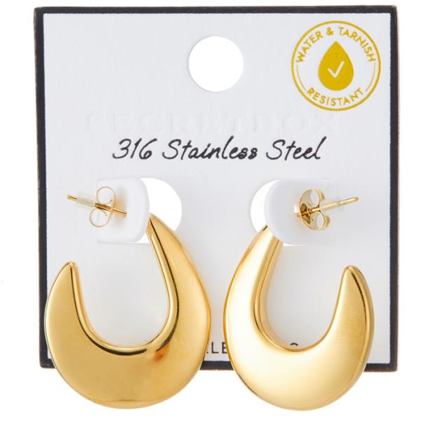 STAINLESS STEEL BOLD PUFFY HOOP EARRING