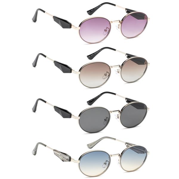 GEOMETRIC TEMPLE ROUND SUNGLASSES 1DZ